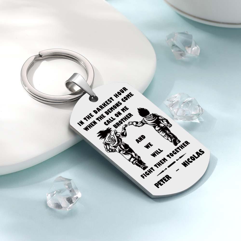 engraved tag keychain gift for brother custom engraving everyday carry
