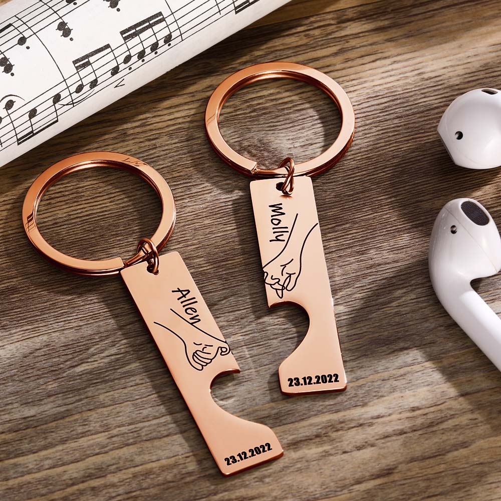 Couple Keychain Set Custom Heart Keychain Personalized 2 Pcs Matching Couple Keyring Gift For Him Valentine's Day Gift For Boyfriend/Husband
