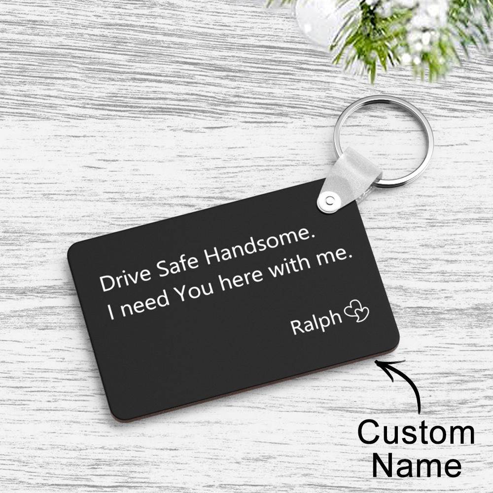 Engraved Keychain Safe Driving Unique Couple Gifts Keychain for Husband with Custom Text