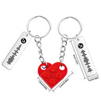 Personalized Music Code Matching Couples Love Heart Bricks Keychain for Couples