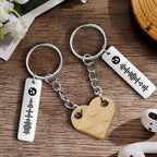 Personalized Music Code Matching Couples Love Heart Bricks Keychain for Couples