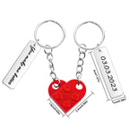 Personalized Text Matching Couples Love Heart Bricks Keychain for Couples