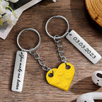 Personalized Text Matching Couples Love Heart Bricks Keychain for Couples