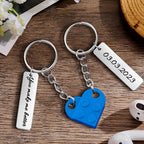Personalized Text Matching Couples Love Heart Bricks Keychain for Couples