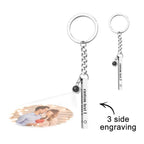 Personalized Photo Projection Keychain Engraved Vertical Cube Pendant Gifts For Him