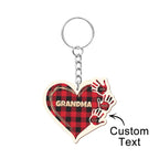 Personalized Kids Name Keychain Custom Engraved Hands Wooden Keychain