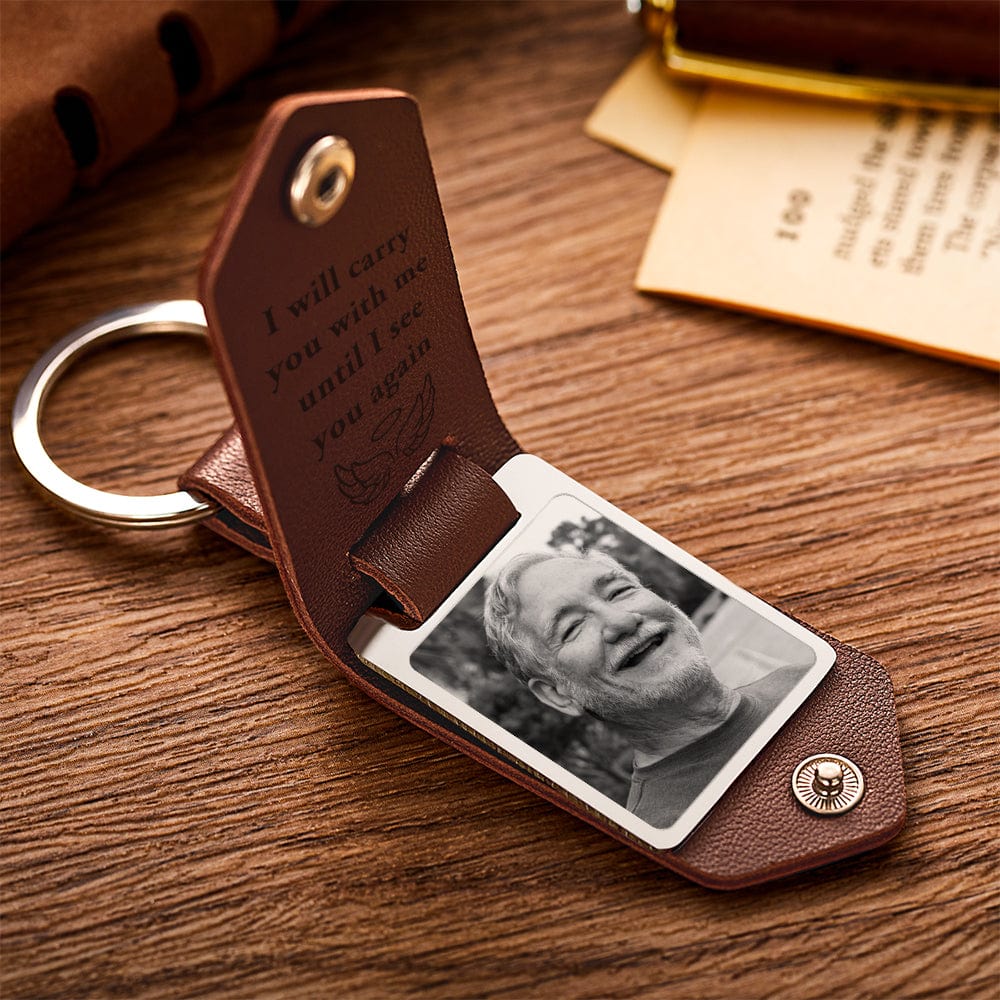 Custom Photo PU Leather Keychain Personalized Keychain for Memorial Gift