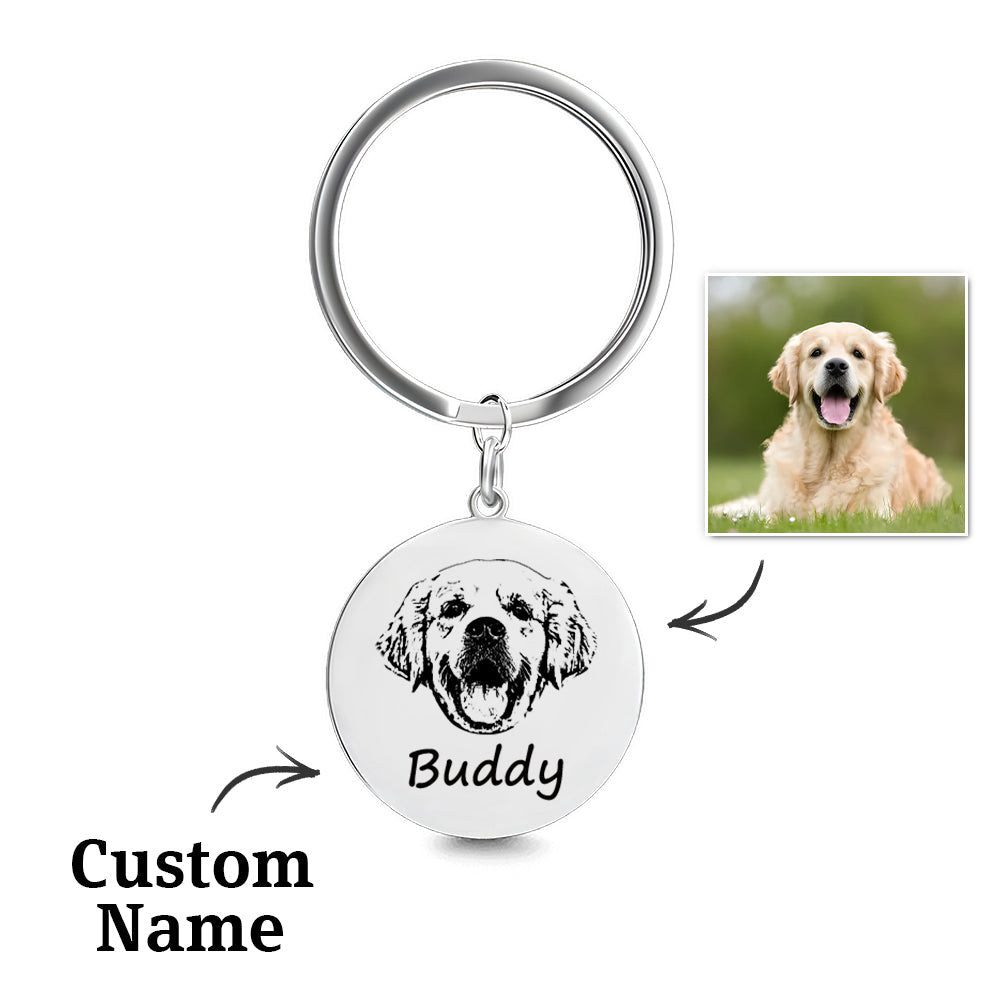 loss of dog gift keychain personalized photo or name everyday keepsake detail view