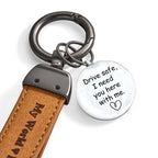 Drive Safe My Love Personalized Laser Engraved PU Leather Crystal Photo KeyChain