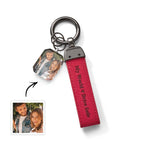 Drive Safe My Love Personalized Laser Engraved PU Leather Crystal Photo KeyChain
