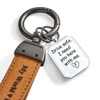 Drive Safe My Love Personalized Laser Engraved PU Leather Crystal Photo KeyChain