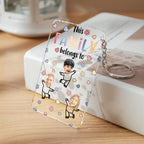 Custom Faces Acrylic Keychain Personalized Text Belongs To Anniversary Birthday Gift