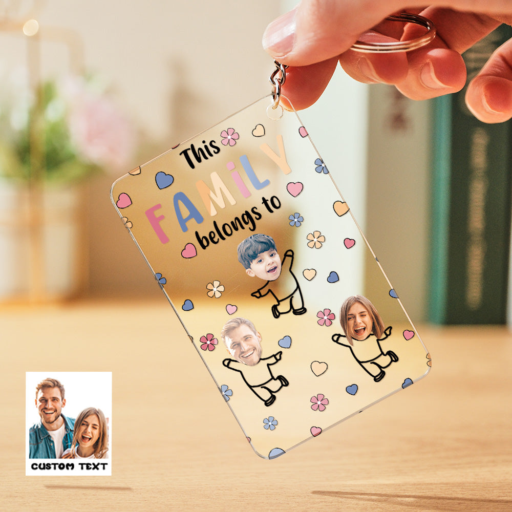 Custom Faces Acrylic Keychain Personalized Text Belongs To Anniversary Birthday Gift