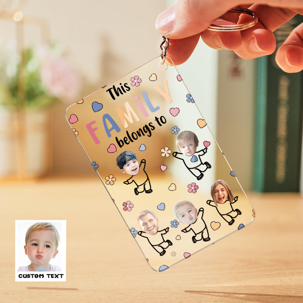 Custom Faces Acrylic Keychain Personalized Text Belongs To Anniversary Birthday Gift