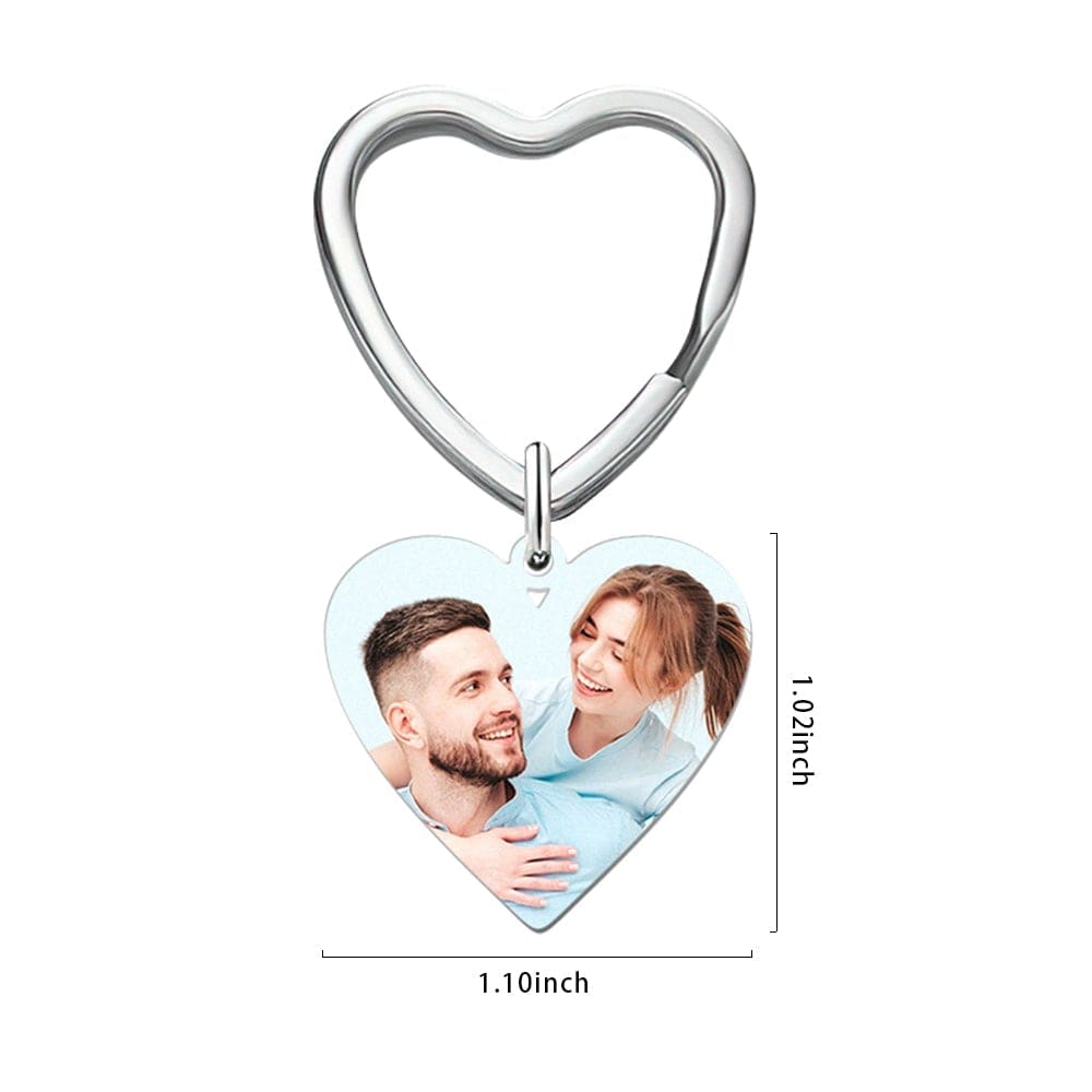 Engraved Keychain with Photo Gifts for Mom with Heart 3 Colors
