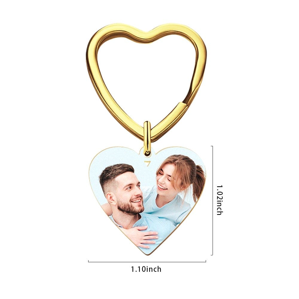 Engraved Keychain with Photo Gifts for Mom with Heart 3 Colors