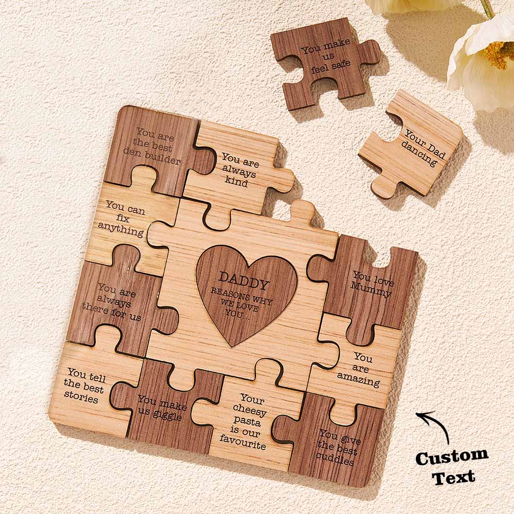 engraved puzzle ornaments wooden creative christmas gifts for dad ornament for dad personalized gift