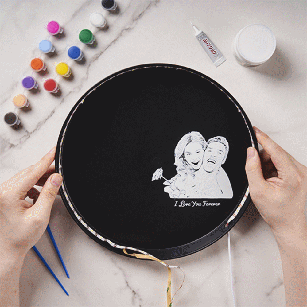 Personalized Photo Moon Lamp With Text DIY Clay Color Paint Night Light For Couples