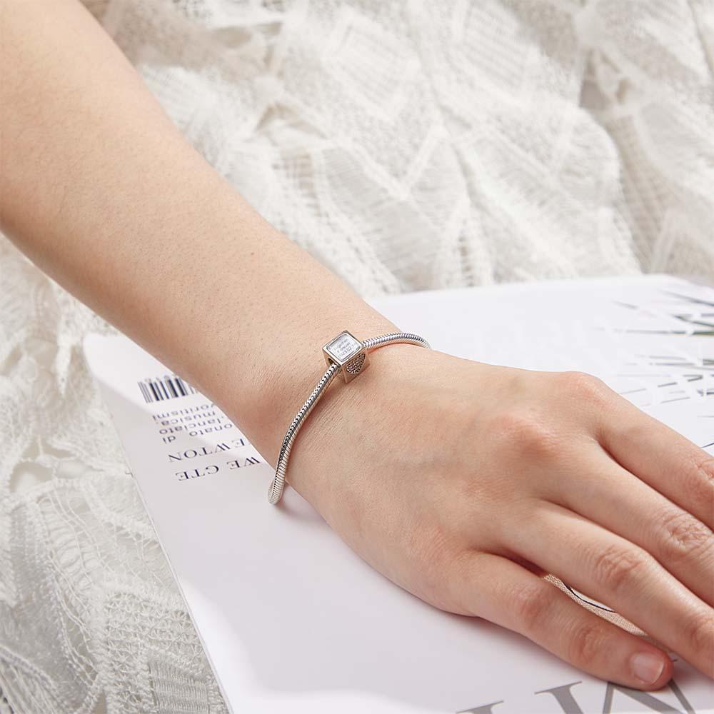 Custom Photo Engraved Charm Square Heart Diamond Romantic Gifts