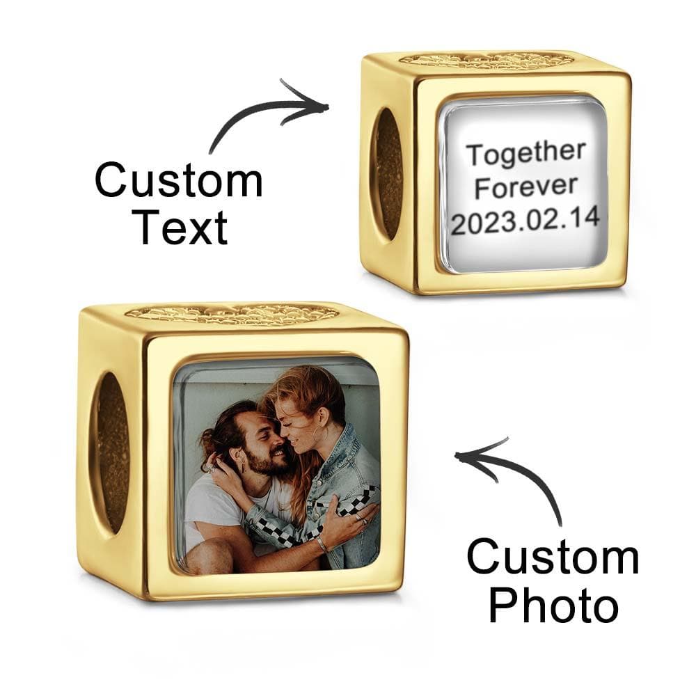 Custom Photo Engraved Charm Square Heart Diamond Romantic Gifts