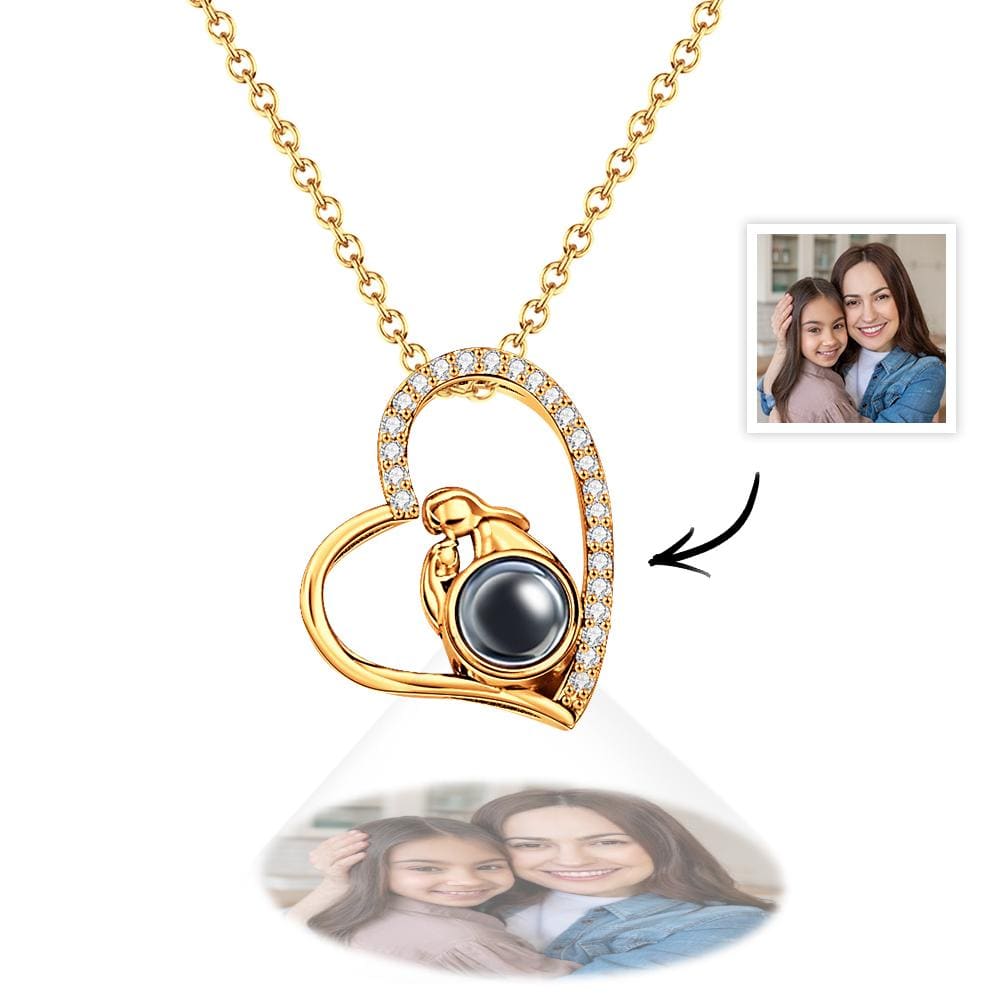 Custom Photo Projection Necklace Creative Heart Diamond Couple Gifts
