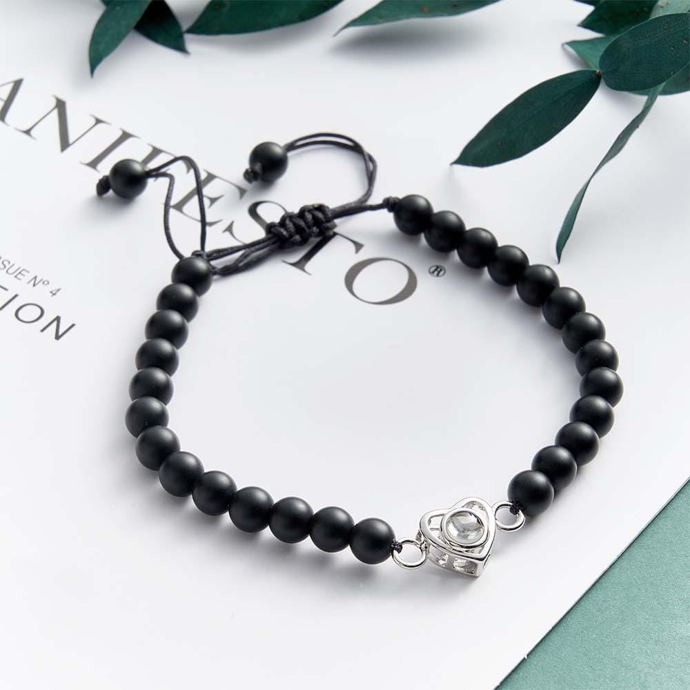 Personalized Photo Projection Beads Bracelet Heart-Shaped Bracelet Beautiful Gift For Her