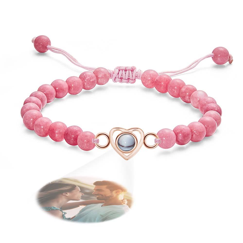 Personalized Photo Projection Beads Bracelet Heart-Shaped Bracelet Beautiful Gift For Her