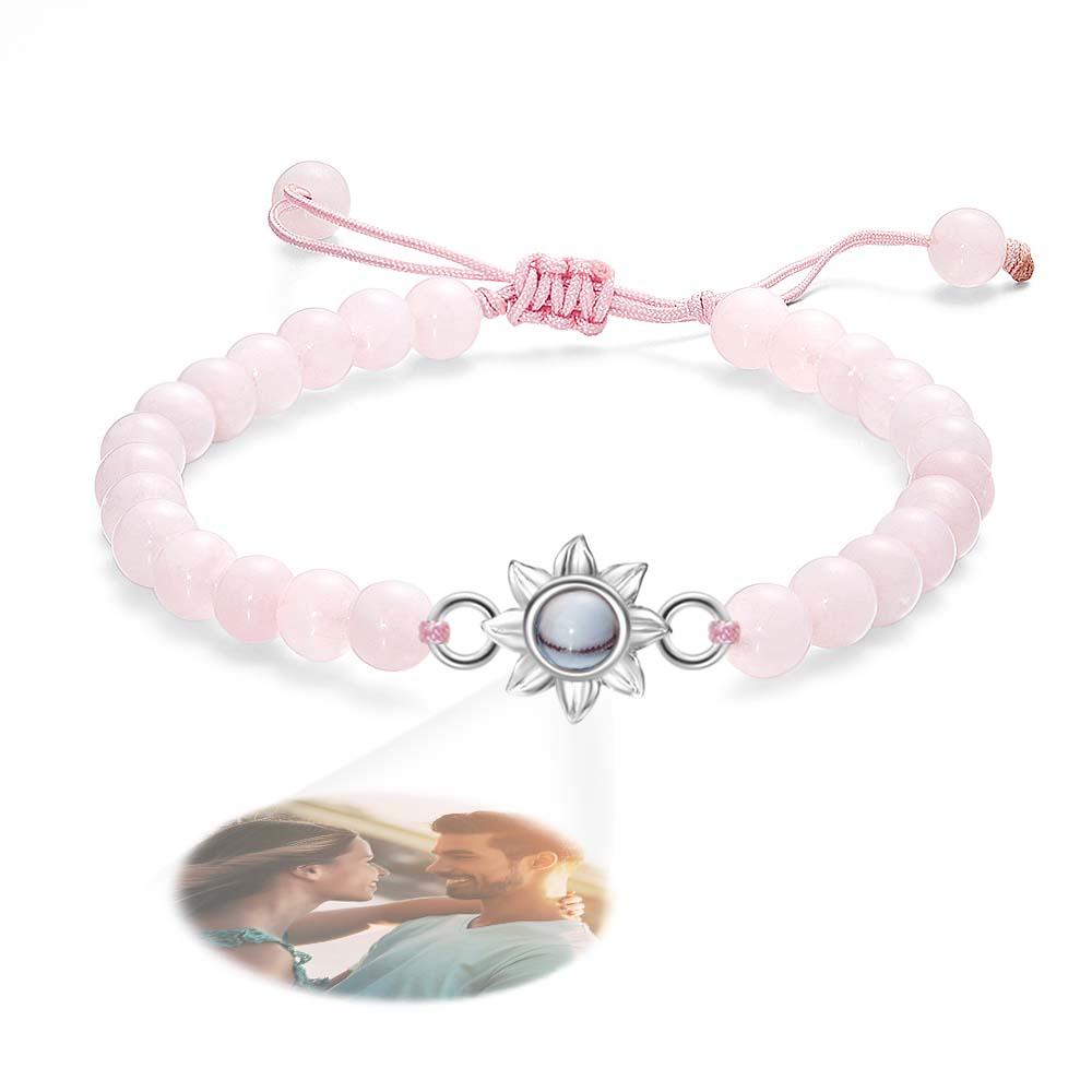 Personalized Photo Projection Beads Bracelet With Sunflower Creative Gift For Her