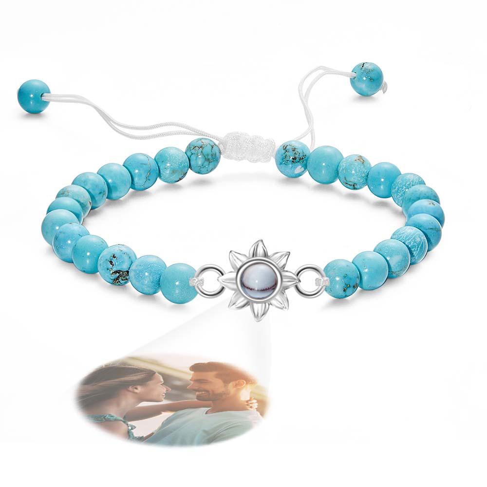 Personalized Photo Projection Beads Bracelet With Sunflower Creative Gift For Her