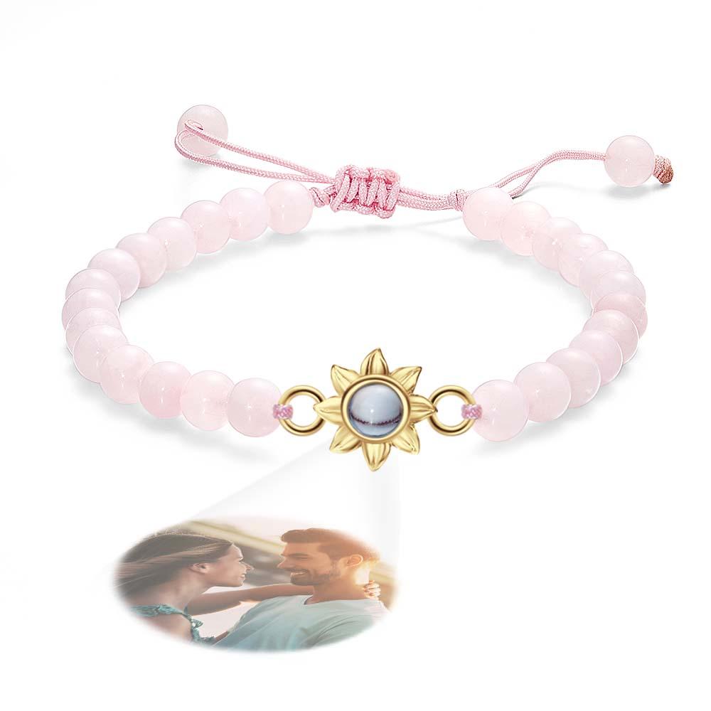 Personalized Photo Projection Beads Bracelet With Sunflower Creative Gift For Her