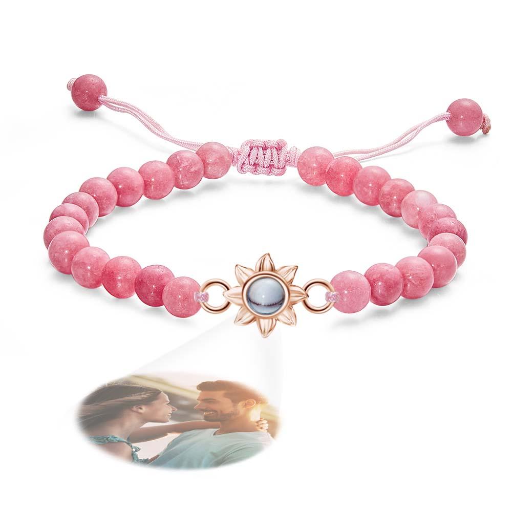 Personalized Photo Projection Beads Bracelet With Sunflower Creative Gift For Her