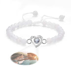 Personalized Photo Projection Beads Bracelet Heart-Shaped With Rhinestones Special Gift For Her