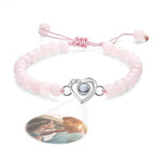 Personalized Photo Projection Beads Bracelet Heart-Shaped With Rhinestones Special Gift For Her