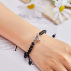 Personalized Photo Projection Beads Bracelet Heart-Shaped With Rhinestones Special Gift For Her