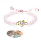 Personalized Photo Projection Beads Bracelet Heart-Shaped With Rhinestones Special Gift For Her