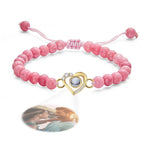 Personalized Photo Projection Beads Bracelet Heart-Shaped With Rhinestones Special Gift For Her