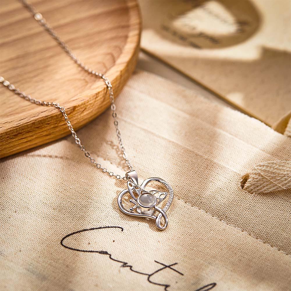 gifts for wife Cherish Every Moment - Personalized Keepsake - Photo Projection Necklace Creative Butterfly Unique Gifts - gif