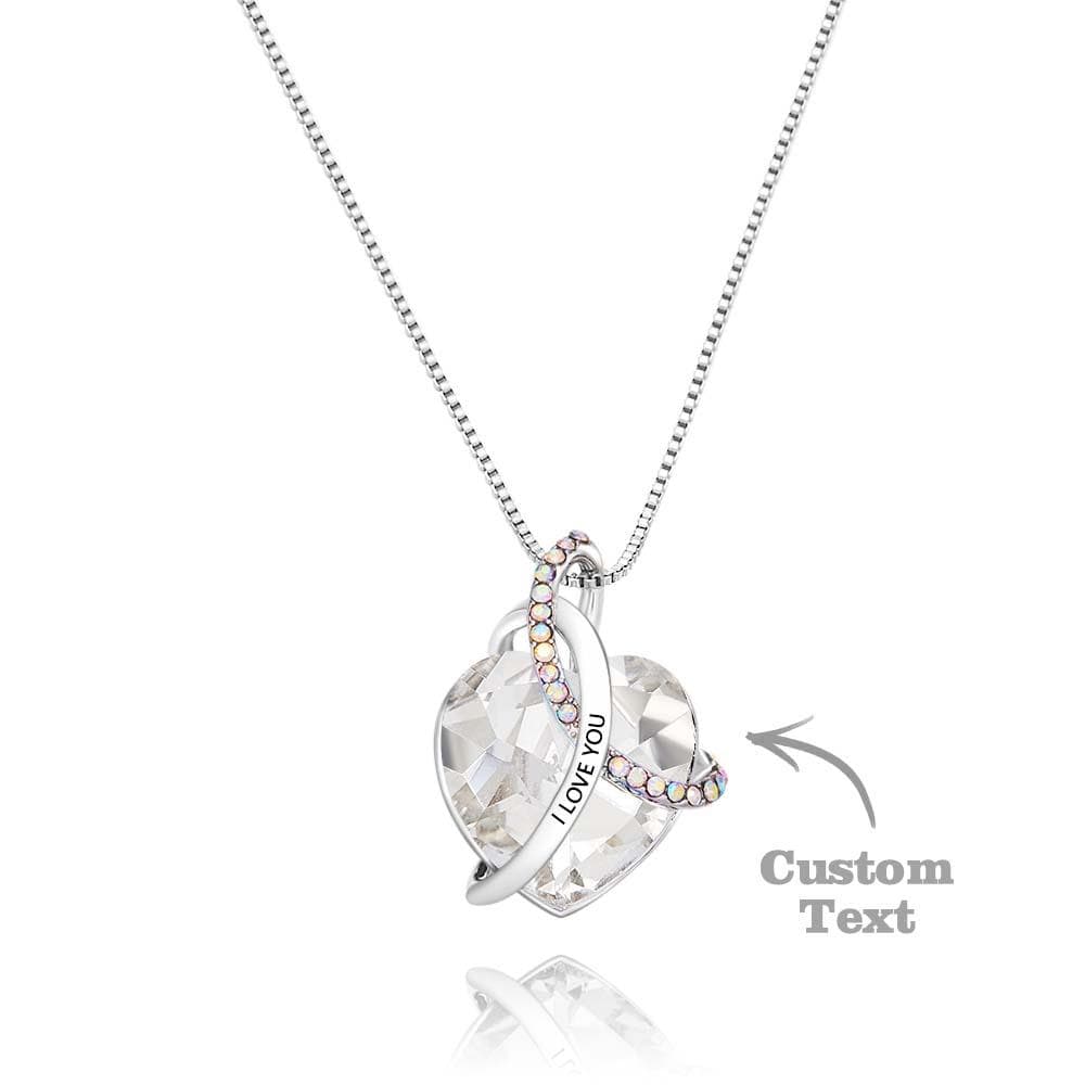 Custom Engraved Necklace Crystal Heart Love Gifts for Women
