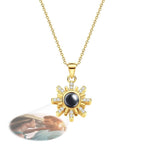 Custom Photo Projection Necklace Sun Flower Diamond Couple Gifts