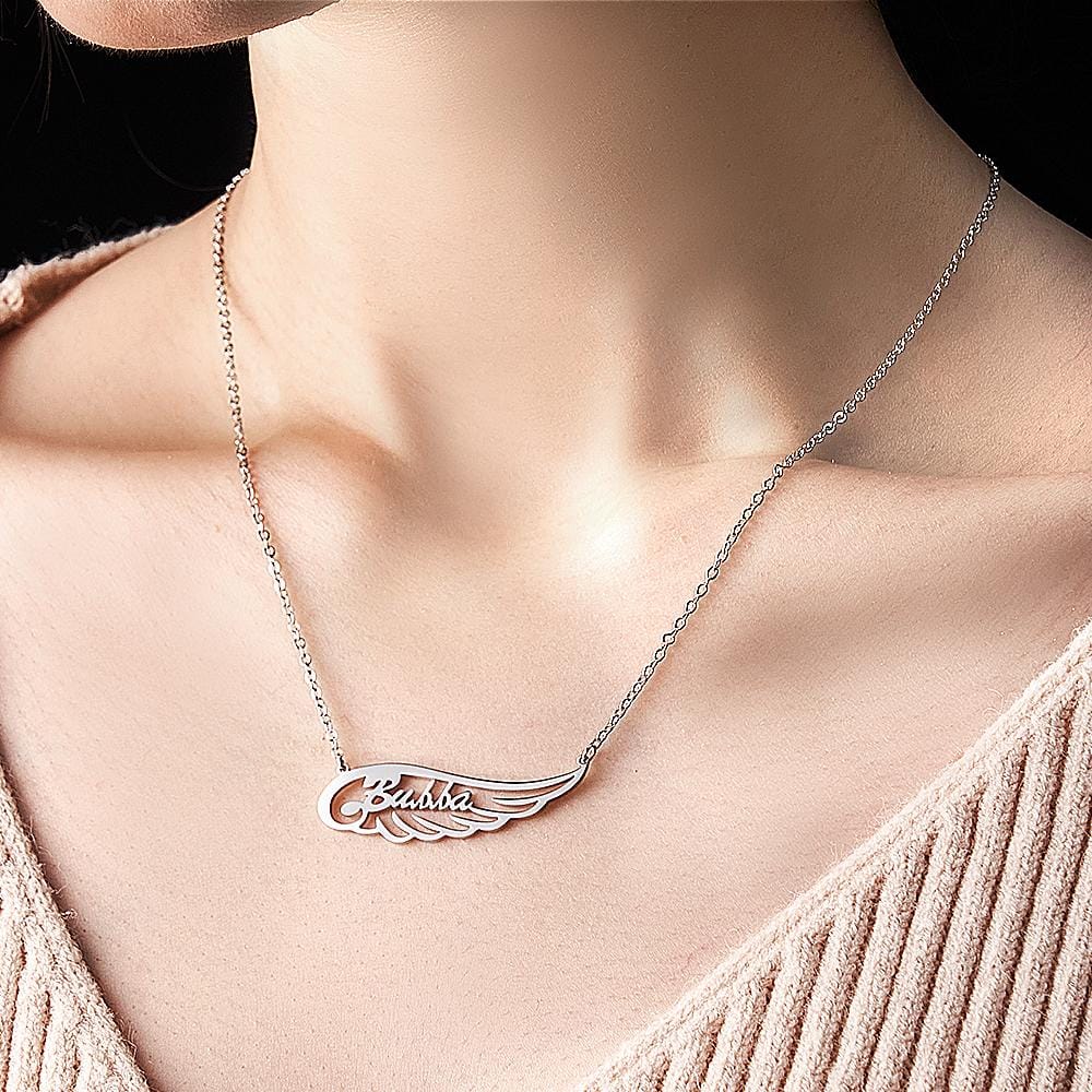 Angel Wing Name Necklace Custom Letter Fashion Pendant For Her