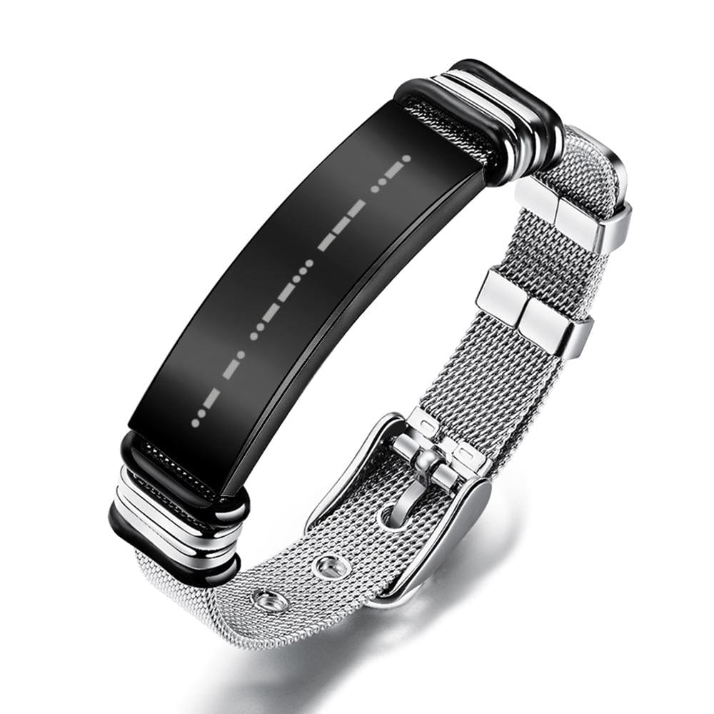 custom engraved bracelet stainless steel finish gift for boyfriend