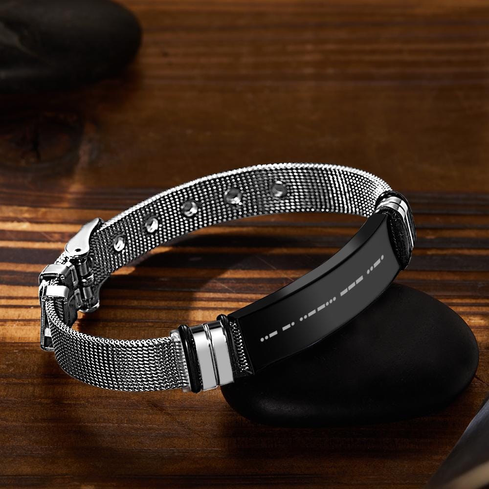 custom engraved stainless steel finish bracelet gift for boyfriend
