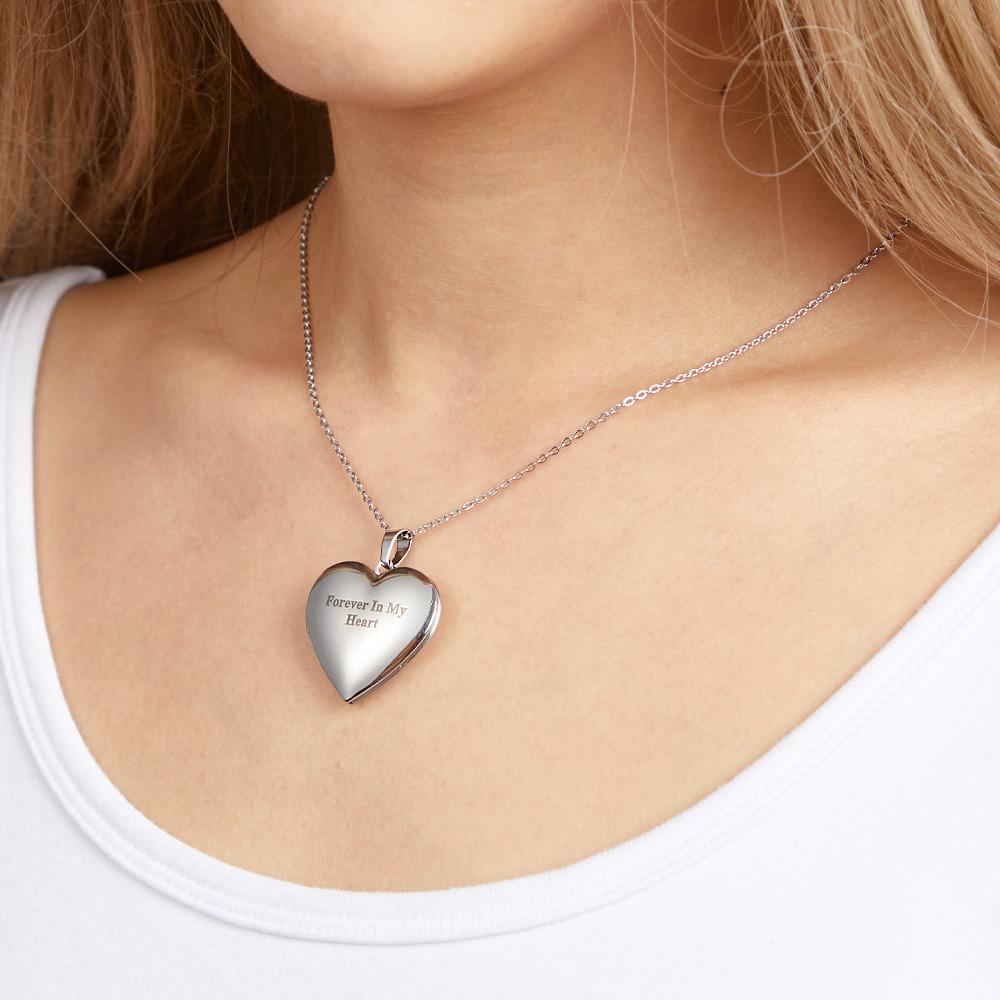 Custom Photo Engraved Neckalce Heart Pendant Exquisite Couple Gifts