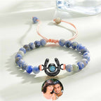 Personalized Horseshoe Charm Photo Projection Beads Bracelet Gift for Horse Lovers