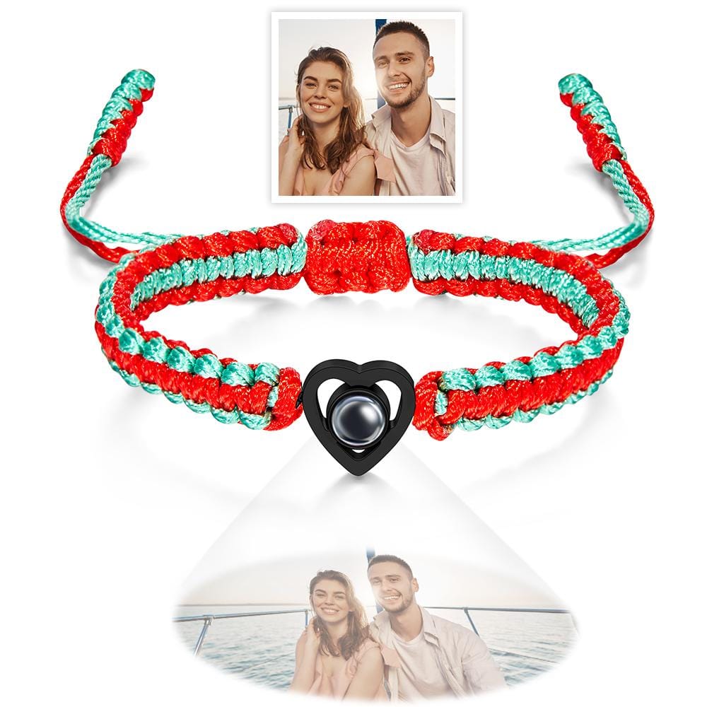 Custom Projection Photo Bracelet Weave Heart-shaped Commemorate Gifts