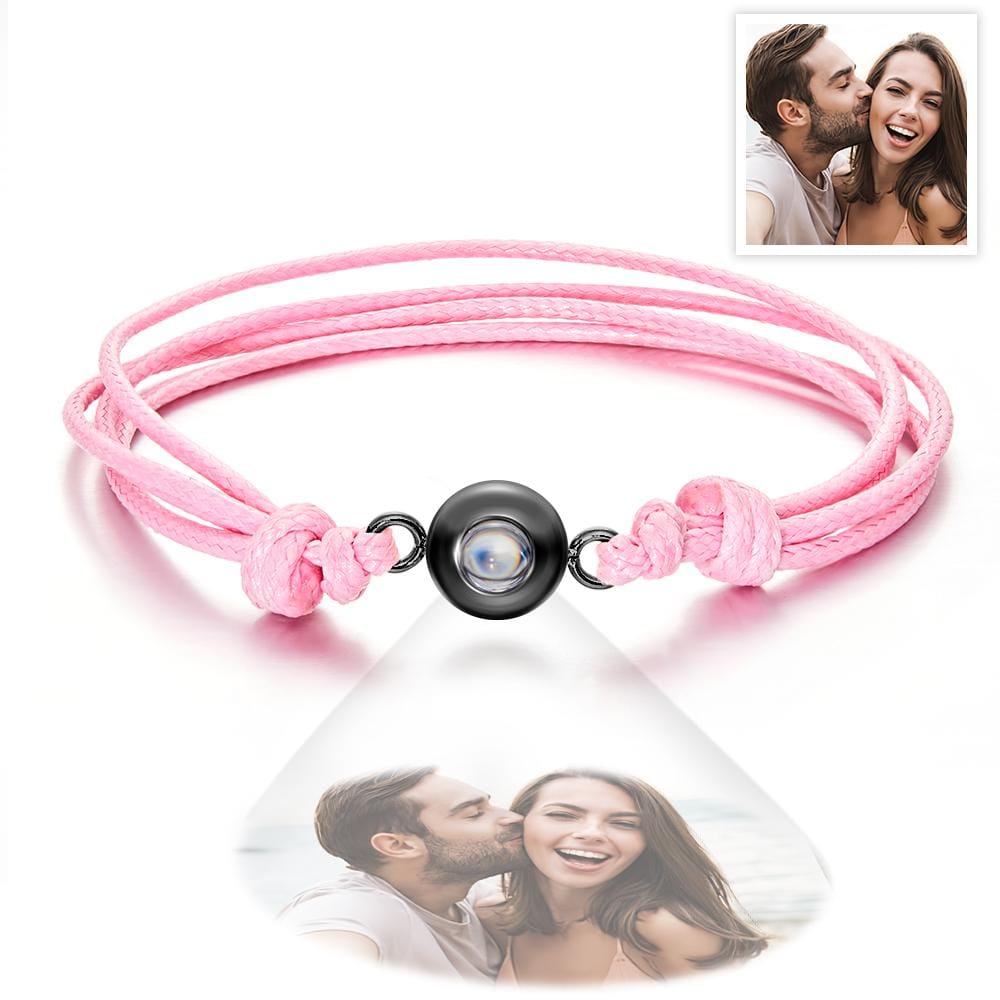 Custom Projection Photo Bracelet Weave Style Colorful Couple Gifts
