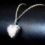 Heart Photo Locket Necklace with Engraving Platinum Plated Wedding Gift