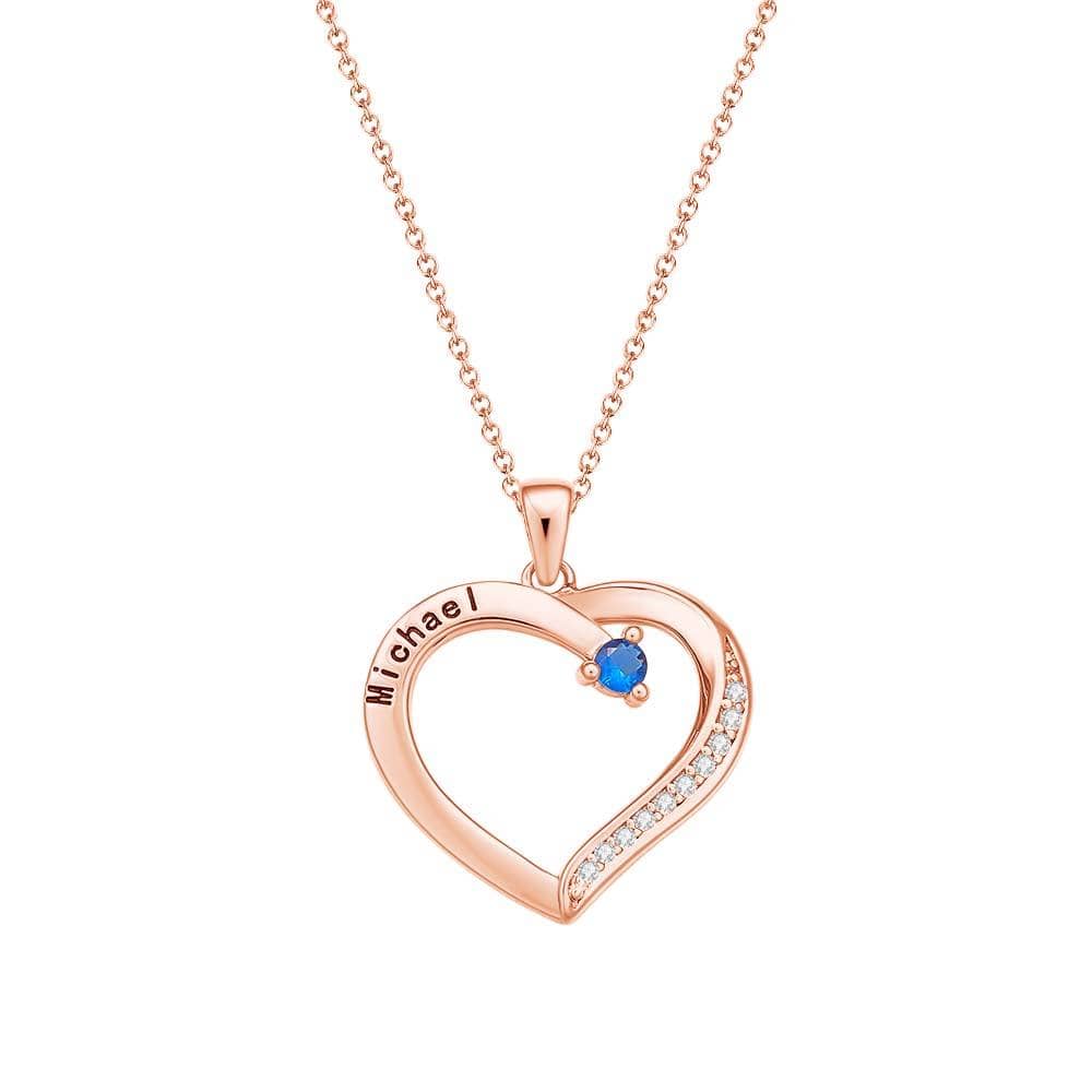 Personalized Heart Necklace Custom Family Name Birthstone Necklace Gift for Mother Grandma