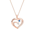 Personalized Heart Necklace Custom Family Name Birthstone Necklace Gift for Mother Grandma