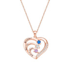 Personalized Heart Necklace Custom Family Name Birthstone Necklace Gift for Mother Grandma